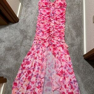 Fashion Nova Pink Floral High Low Dress